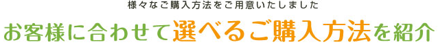 お客様に合わせて選べるご購入方法を紹介